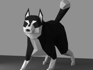 low poly siberian husky rigged 3D Model