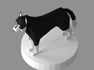 low poly siberian husky rigged 3D Model