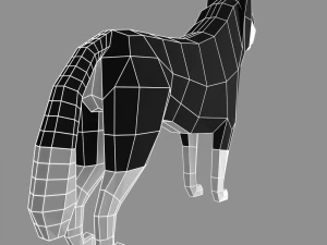 low poly siberian husky rigged 3D Model