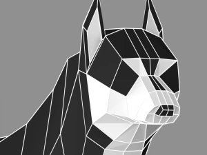 low poly siberian husky rigged 3D Model