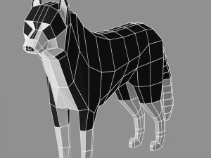 low poly siberian husky rigged 3D Model