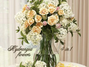 hortensje i róże w wazonie Model 3D