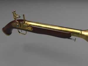 Pistola a pietra focaia in ottone Modello 3D