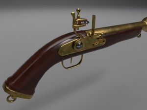 flintlock pistol brass Modelo 3D