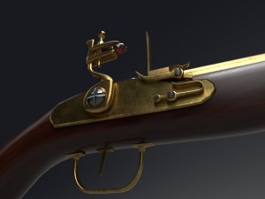 flintlock pistol brass Modelo 3D