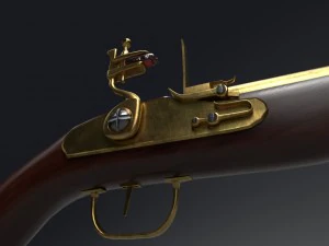 flintlock pistol brass 3D Model