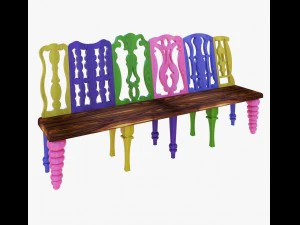 мебель красивая деревянная скамейка 3D Модель