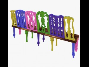 furniture beautiful wooden bench 3D Model