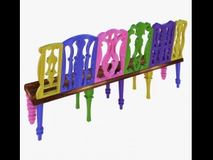 furniture beautiful wooden bench 3D Model