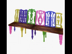 furniture beautiful wooden bench 3D Model