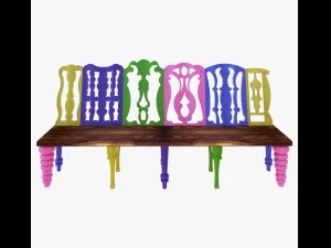 furniture beautiful wooden bench 3D Model