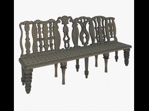 furniture beautiful wooden bench 3D Model