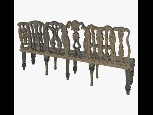 furniture beautiful wooden bench 3D Model
