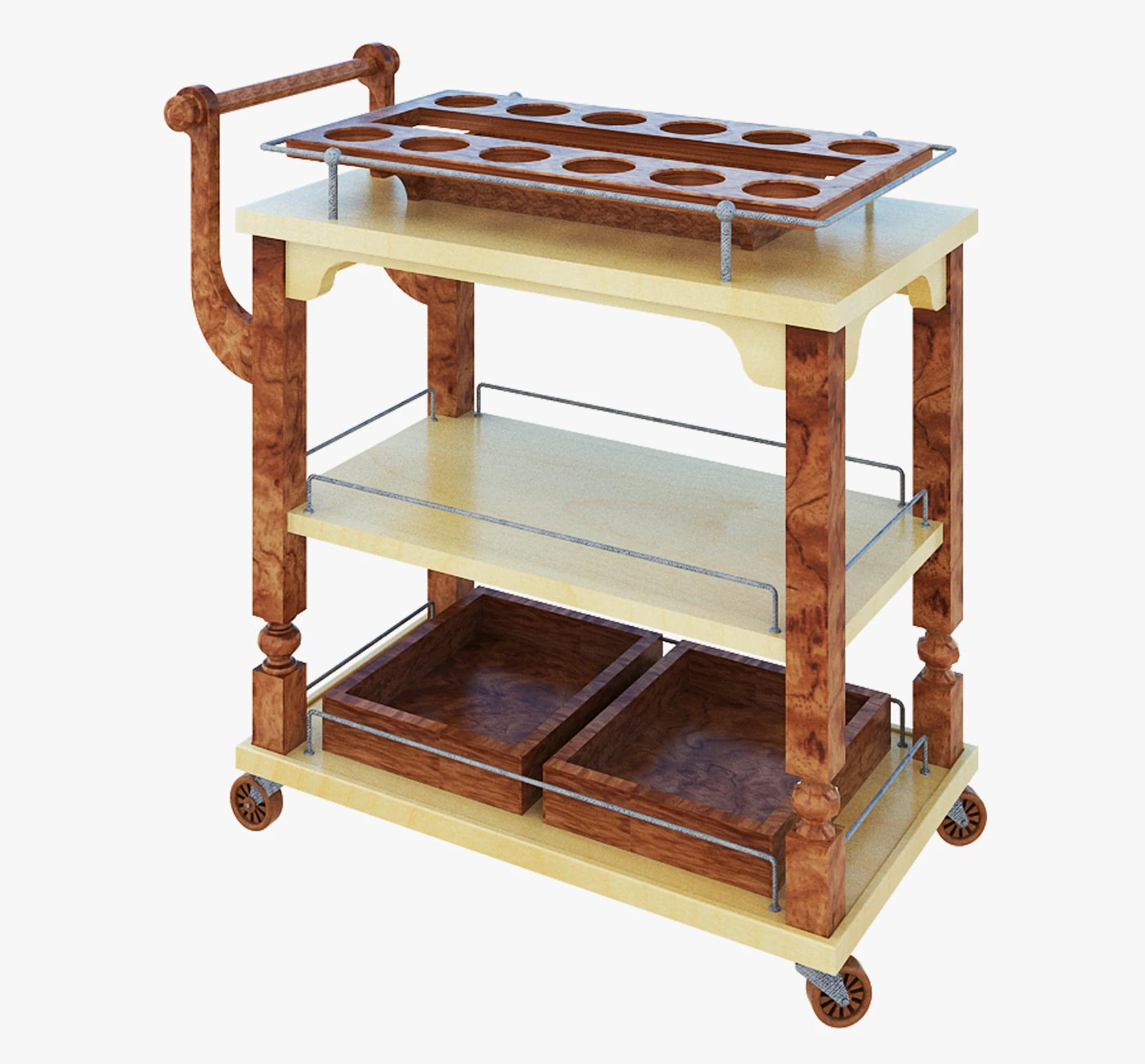 serving trolley 3D Model .c4d .max .obj .3ds .fbx .stl .blend 