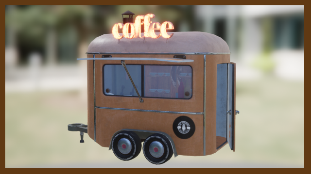 coffee shop on wheels 1 3D Model .c4d .max .obj .3ds .fbx .stl .blend 
