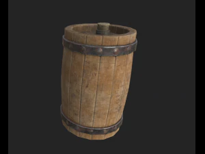 barril de madeira 4 Modelo 3D