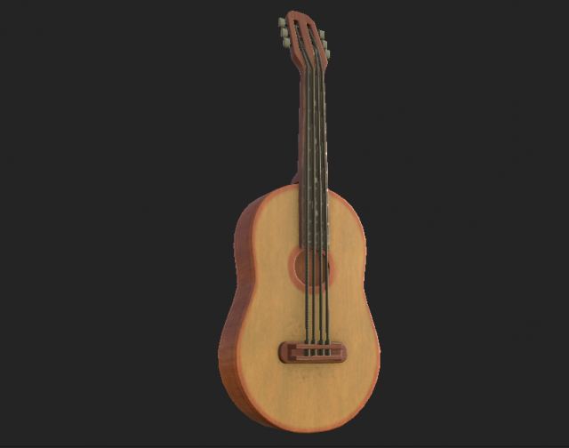 guitar cartoon 2 3D Model .c4d .max .obj .3ds .fbx .stl .blend 