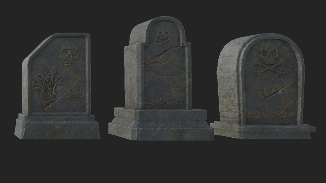 gravestone kit 2 3D 模型 .c4d .max .obj .3ds .fbx .stl .blend 