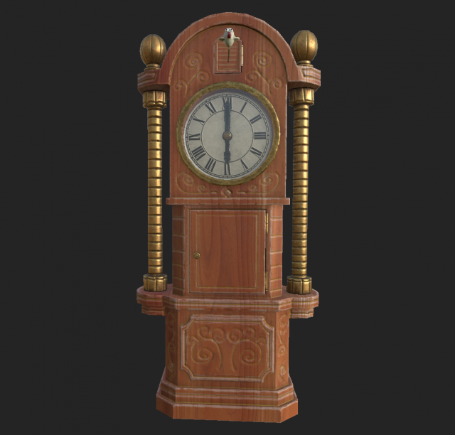 grandfather clock with a cuckoo 3D Model .c4d .max .obj .3ds .fbx .stl .blend 