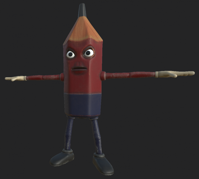 pencil personage Modello 3D .c4d .max .obj .3ds .fbx .stl .blend 