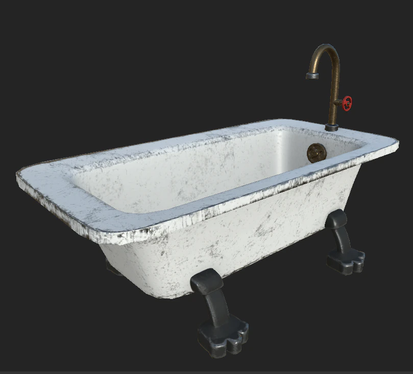 old bath 1 3D Model .c4d .max .obj .3ds .fbx .stl .blend