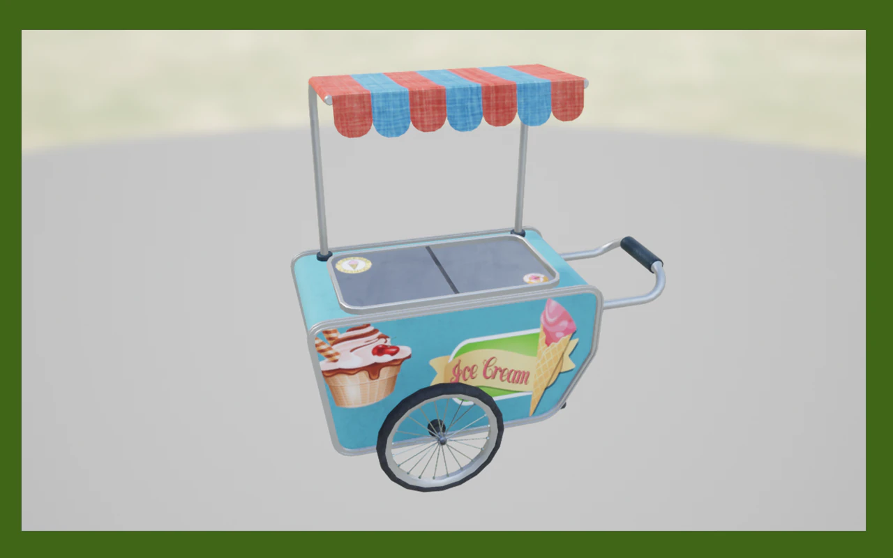 icecream cart 3D Model .c4d .max .obj .3ds .fbx .stl .blend 