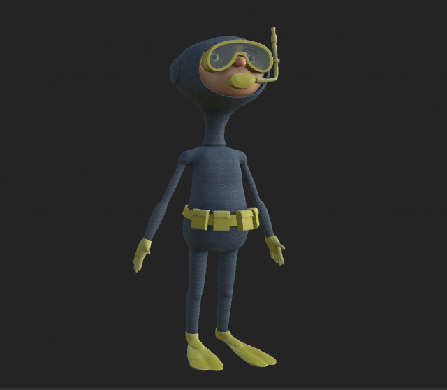 diver cartoon 1 Model 3D .c4d .max .obj .3ds .fbx .stl .blend 