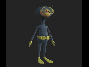 diver cartoon 1 3Dモデル