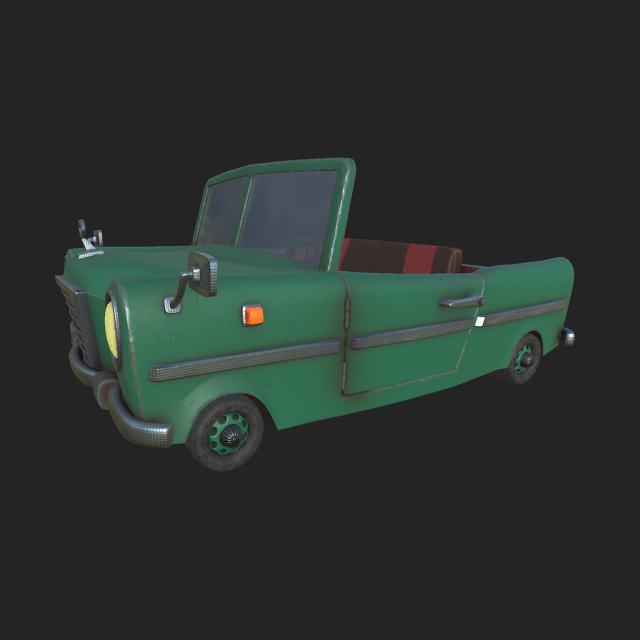 cabriolet cartoon green 3D 모델 .c4d .max .obj .3ds .fbx .stl .blend 
