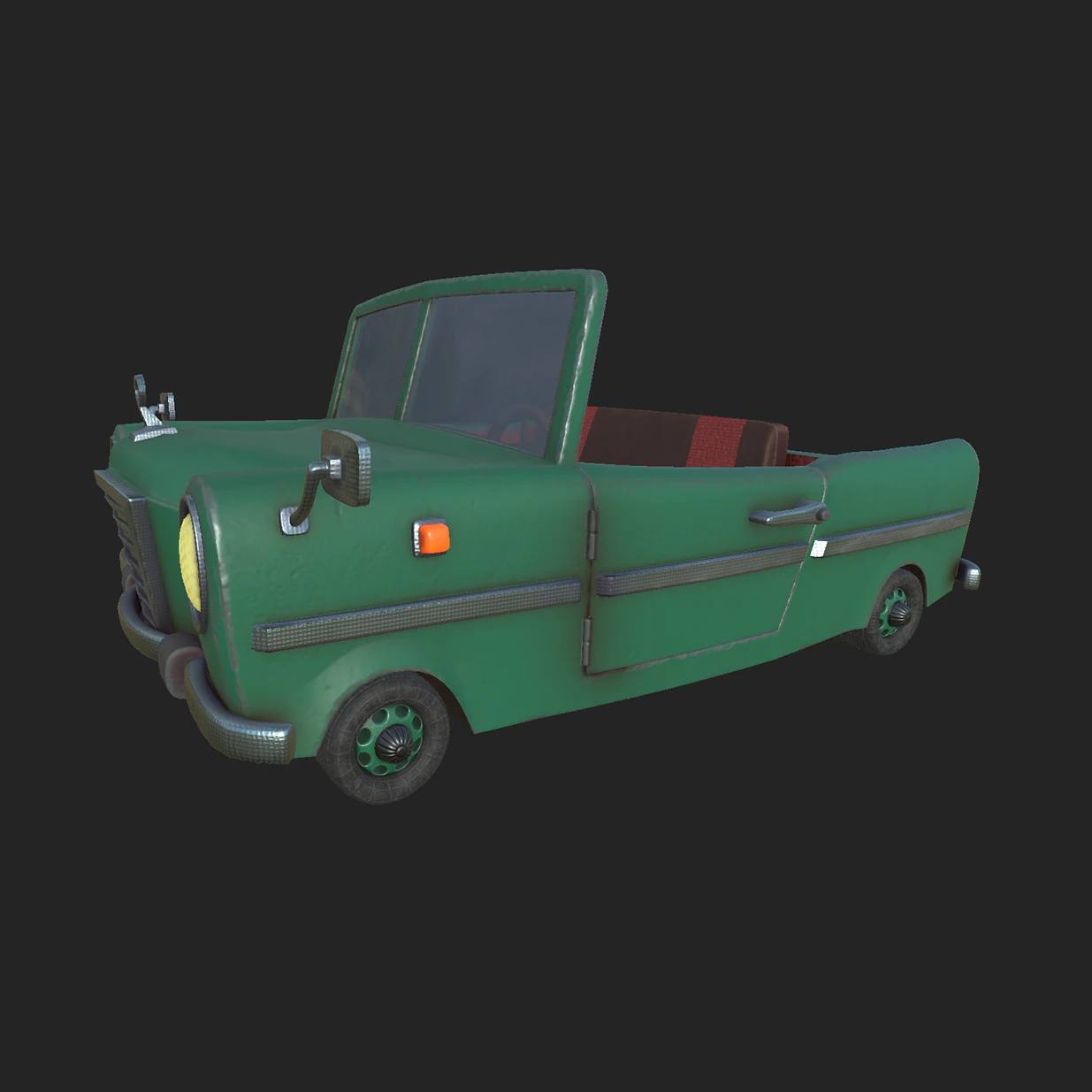 cabriolet cartoon green 3D Model .c4d .max .obj .3ds .fbx .stl .blend 
