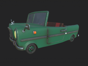 cabriolet cartoon green Model 3D