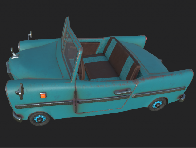 car cabriolet blue 3D Model .c4d .max .obj .3ds .fbx .stl .blend 