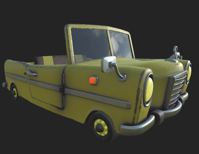 old yellow car 3D Модель .c4d .max .obj .3ds .fbx .stl .blend 