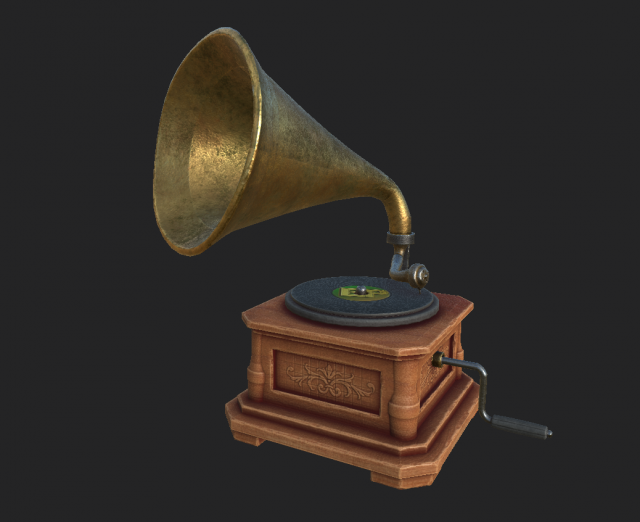 gramophone 1 3D Модель .c4d .max .obj .3ds .fbx .stl .blend 