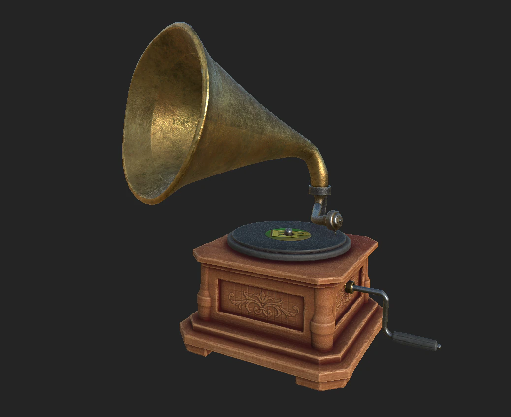 gramophone 1 3D Model .c4d .max .obj .3ds .fbx .stl .blend 