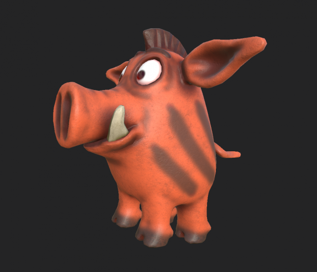 boar cartoon 1 3D Model .c4d .max .obj .3ds .fbx .stl .blend