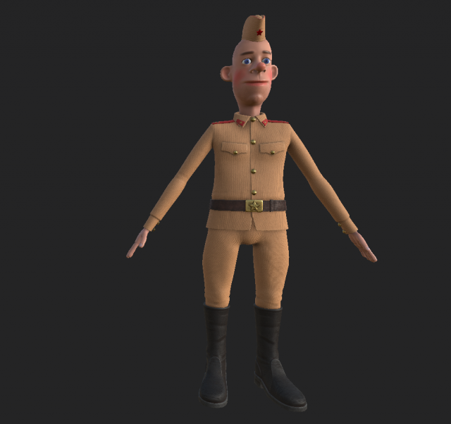 soldier ussr cartoon Modelo 3D .c4d .max .obj .3ds .fbx .stl .blend 