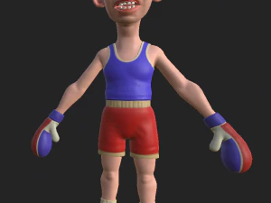 boxer cartoon 1 3D Model