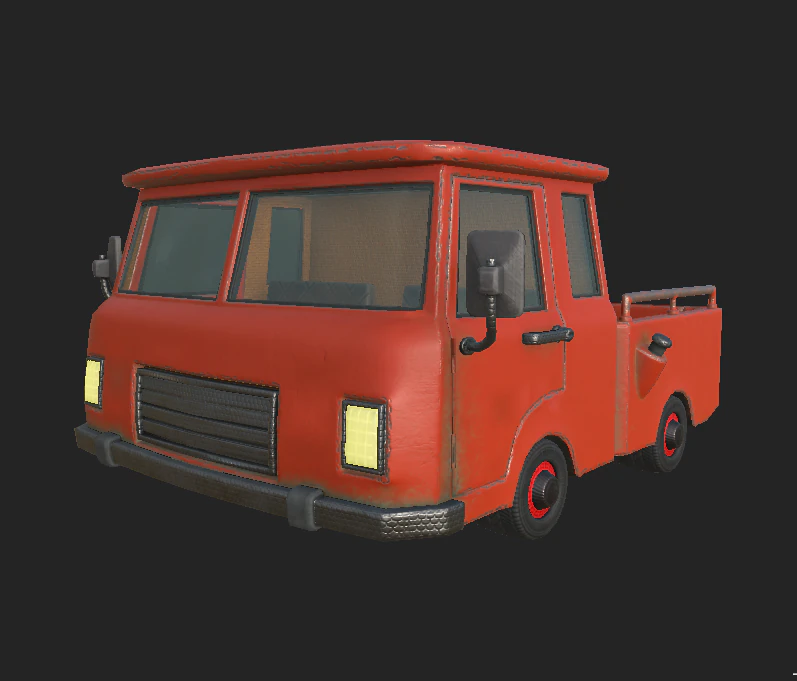 truck orange cartoon 2 3D Model .c4d .max .obj .3ds .fbx .stl .blend