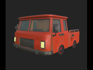 truck orange cartoon 2 3D Model