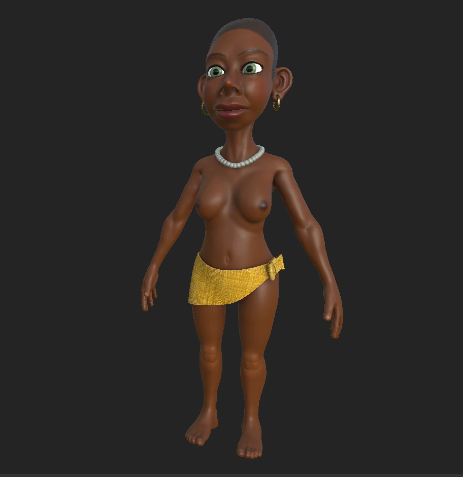 native woman cartoon 3D Model .c4d .max .obj .3ds .fbx .stl .blend 