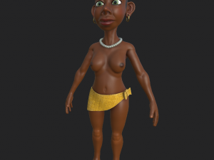 native woman cartoon 3D Model