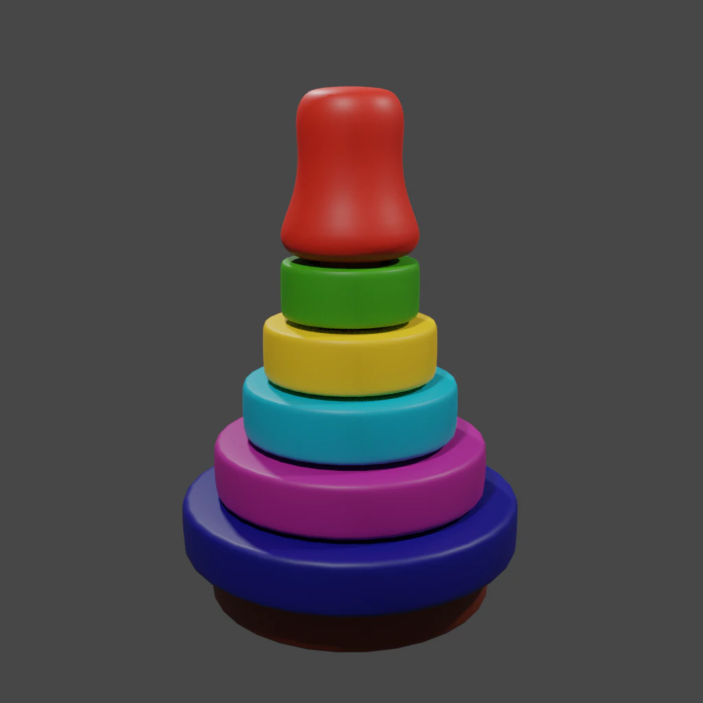 pir&acirc;mide de brinquedo de madeira 1 Modelo 3D .c4d .max .obj .3ds .fbx .stl .blend 