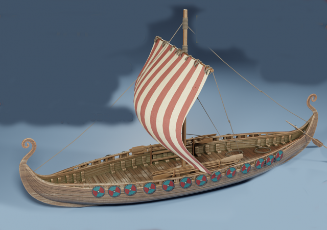 viking ship 1 3D Модель .c4d .max .obj .3ds .fbx .stl .blend 