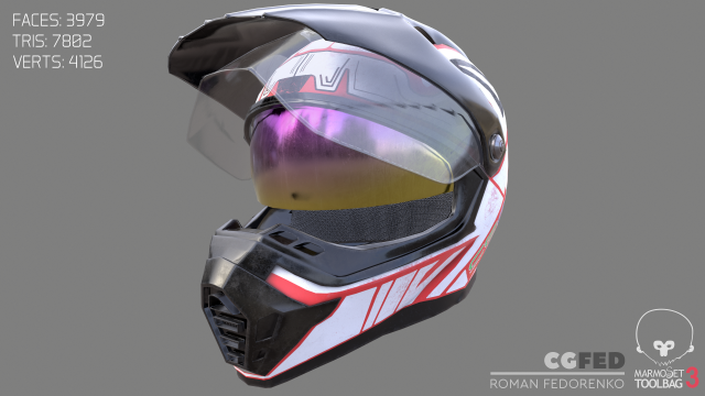 motocross helmet 4k 3D Model .c4d .max .obj .3ds .fbx .stl .blend