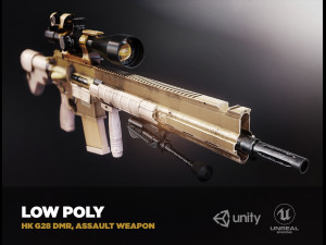 hk g28 dmr assault rifle with a scope pbr game ready model vr-ar low-poly 3D Model