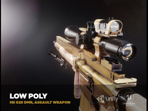 hk g28 dmr assault rifle with a scope pbr game ready model vr-ar low-poly 3D Model