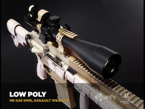hk g28 dmr assault rifle with a scope pbr game ready model vr-ar low-poly 3D Model