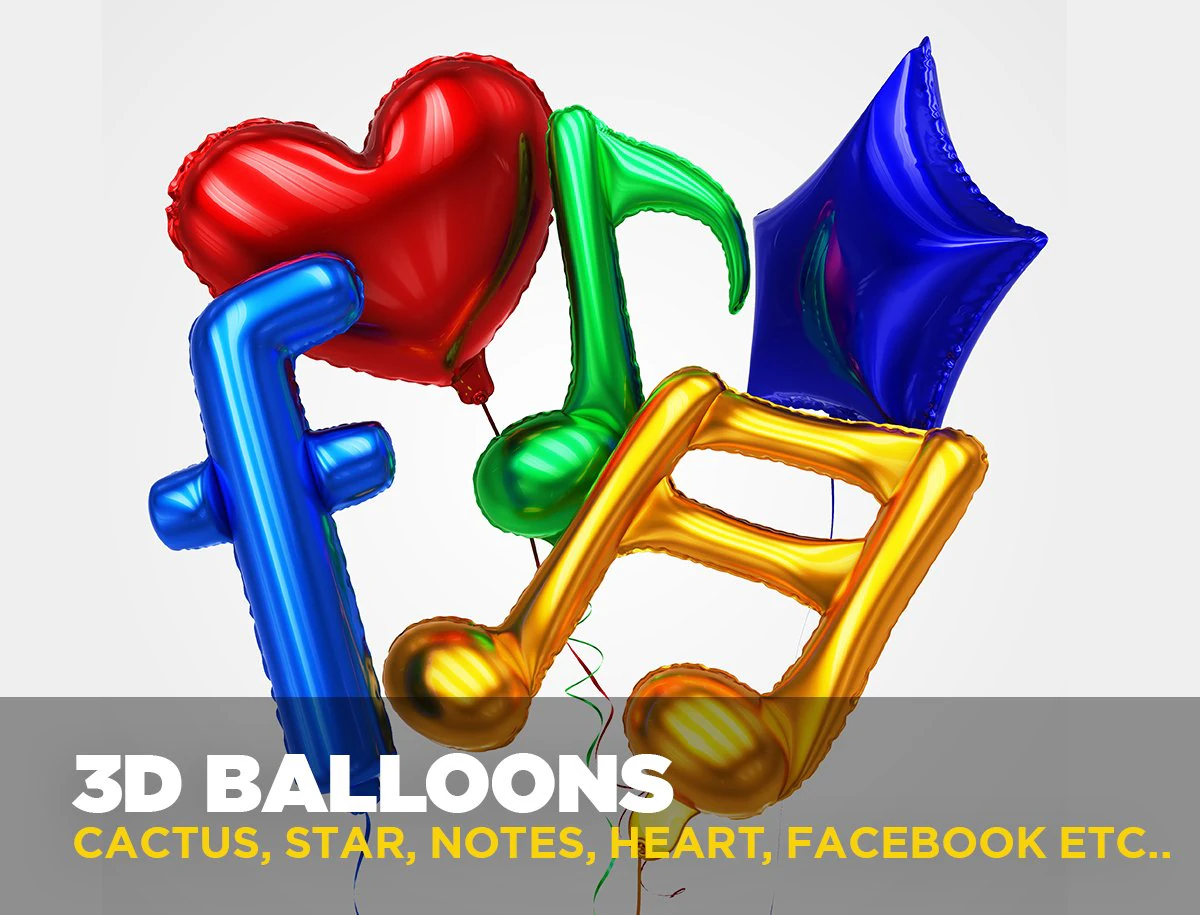 balloons in different shapes 3D Model .c4d .max .obj .3ds .fbx .stl .blend