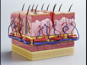 skin cross sections-damaged skin-cut skin- with 4k textures 3D Model